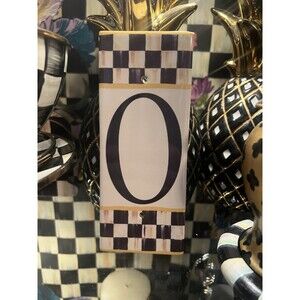 NEW Mackenzie-Childs Tile Ceramic HOUSE NUMBER ZERO 0 COURTLY CHECK  7" X 3"
